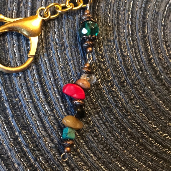 Handmade gemstone keychain, purse charms on gold key ring/chain - Picture 2 of 2